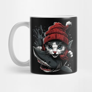 Cat Riding Shark Oceanic Expedition Mug